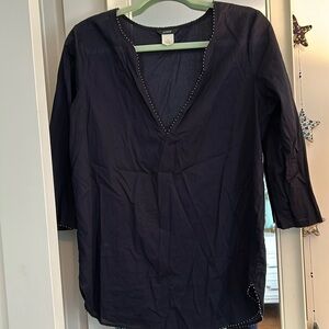 J Crew cotton long sleeve top beading detail. Size S